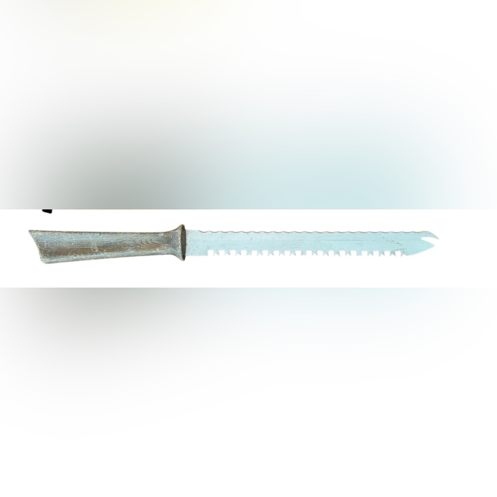 🪵 Vintage Quikut Stainless Steel Knife 🔪 USA Made 15” Serrated Blade 🪵